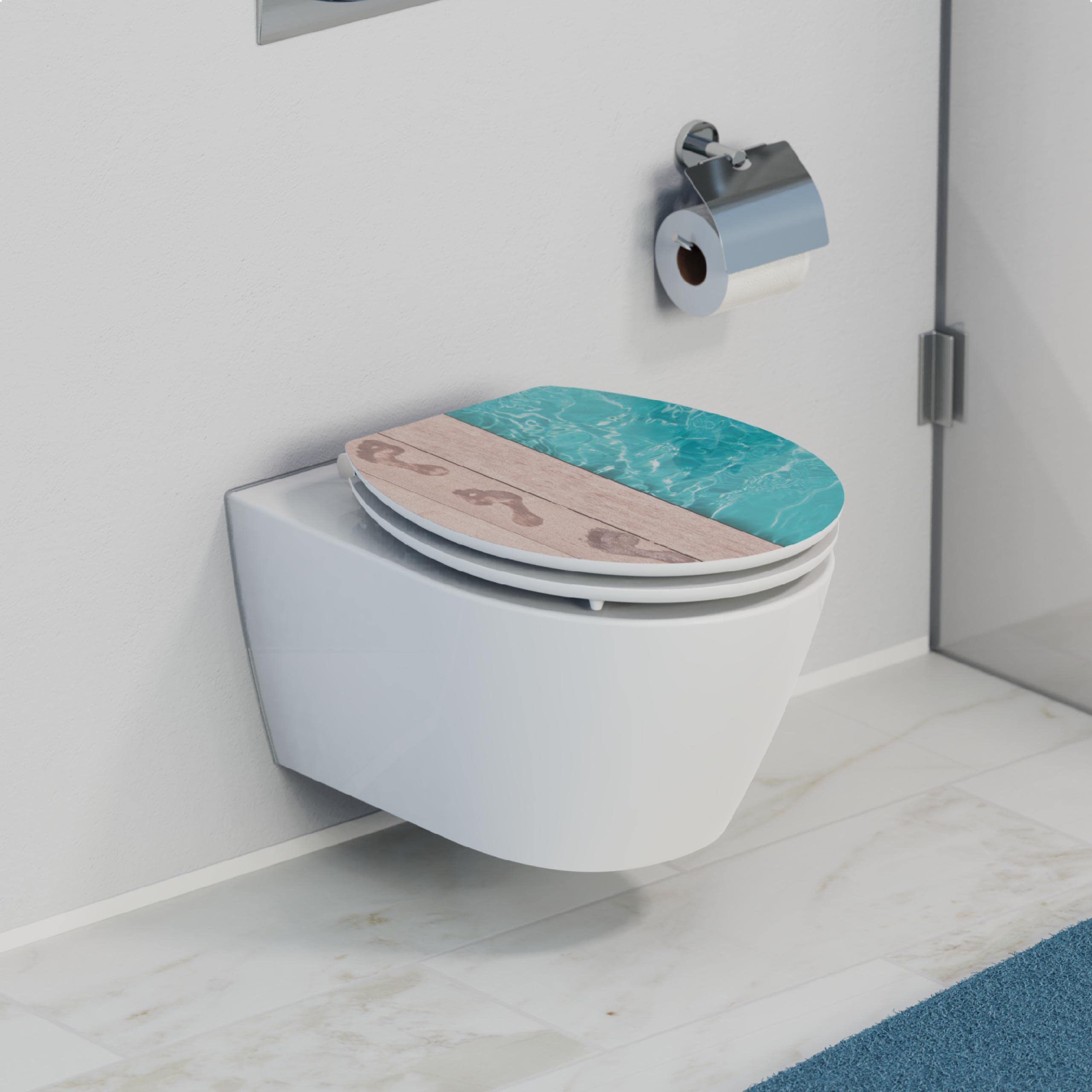 SCHÜTTE 80539 - Sedile copriwater in MDF con anima in legno High Gloss, motivo Poliside, con abbassamento automatico