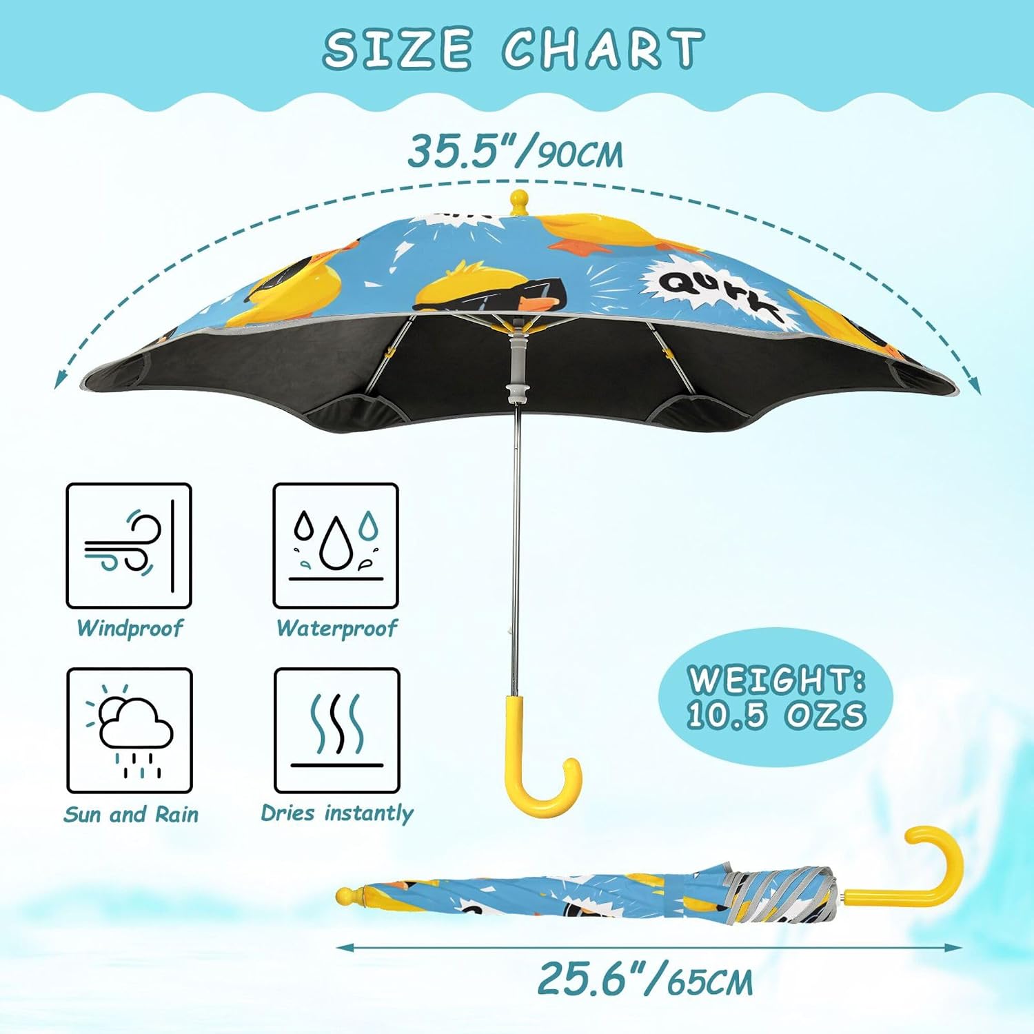 ALAZA Yellow Duck Cool Kids Umbrella for Girls Boys Toddler Children Rain & Sun Umbrella