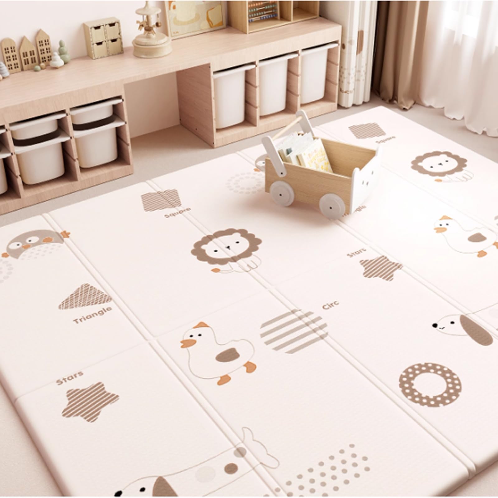 Weiche Schaumstoff-Krabbeldecke, Beidseitig Verwendbarer Pädagogischer Spielteppich für Kinder, Faltbarer, Tragbarer Bodenteppich, Perfekt für Die Wohnzimmerdekoration(A,150 * 180CM)