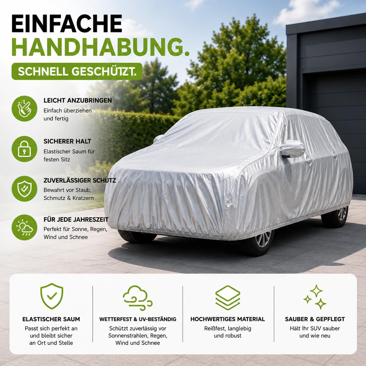 Pokrowiec na samochód SUV Pokrowiec samochodowy Pełny pokrowiec garażowy - Pokrowiec samochodowy - Plandeka wodoodporna - Pokrowiec samochodowy - Na zewnątrz i wewnątrz - (1 x SUV (490 x 190 x 180 cm)