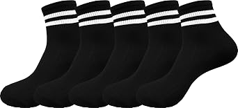 Two Stripes Crew Socks Solid Color Quartz Socks Vintage Colorful Dress Socks for Women, Men