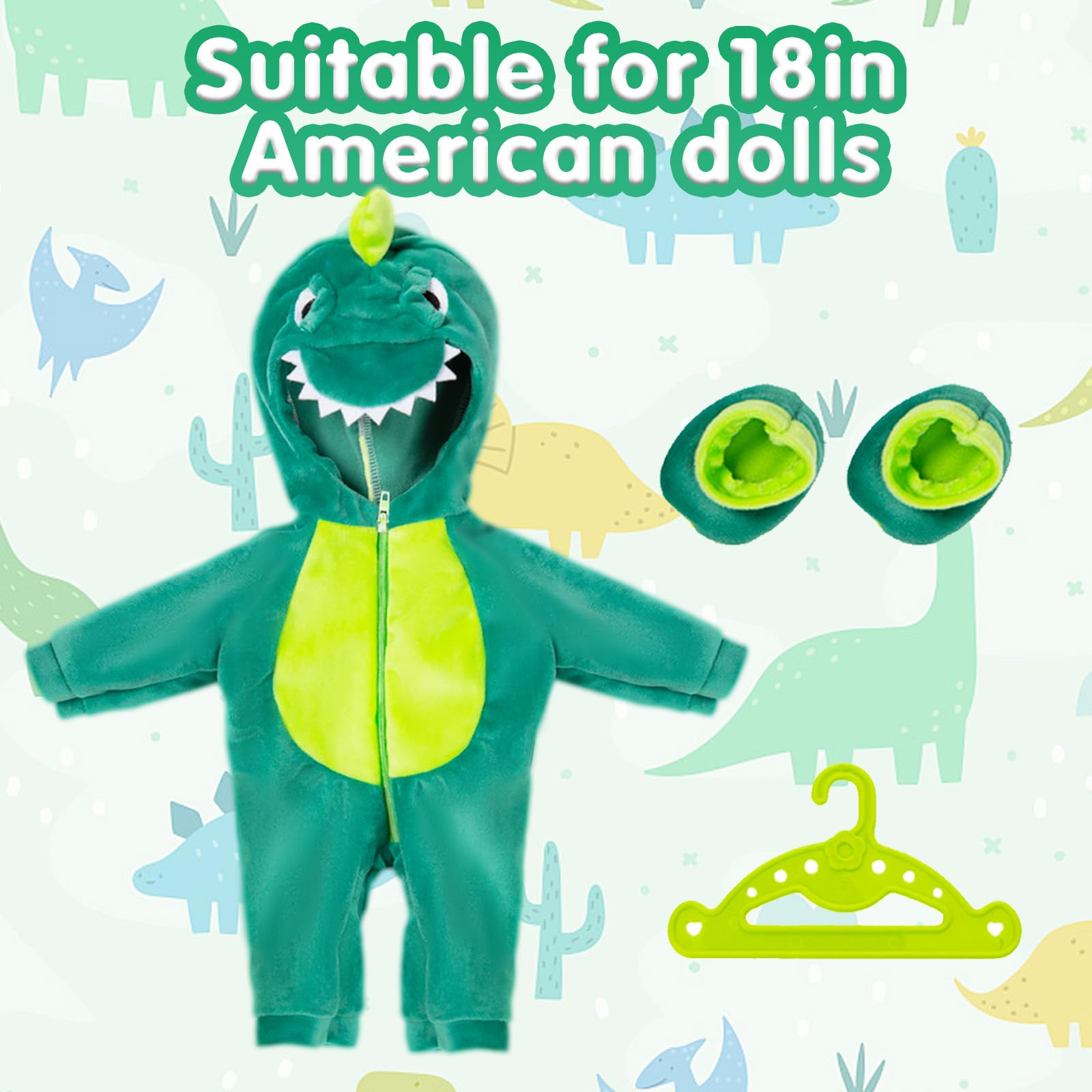 FIDWALL Conjunto de Ropa Estilo Animal con Zapatos a Juego para muñecos de 17cm, Sudadera con Capucha Suave, Ropa y Accesorios Bonitos para Jugar o Decorar, Muñeco no Incluido (Dinosaurio