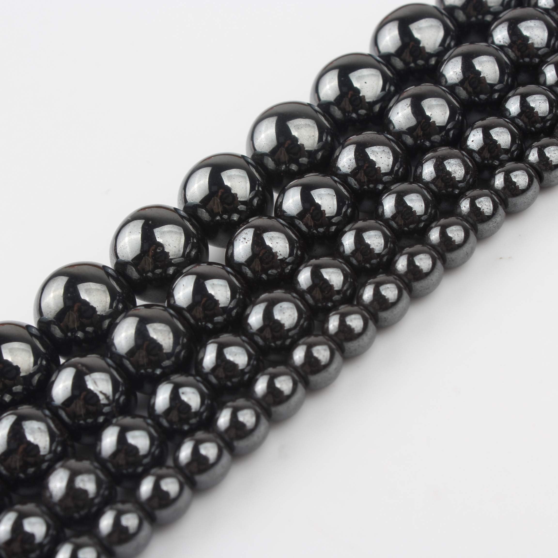 Yochus 60pcs Black Hematite Beads，6mm Healing Power Natural Stone Round Loose Beads for Jewelry Making Earring Necklace DIY Crafts
