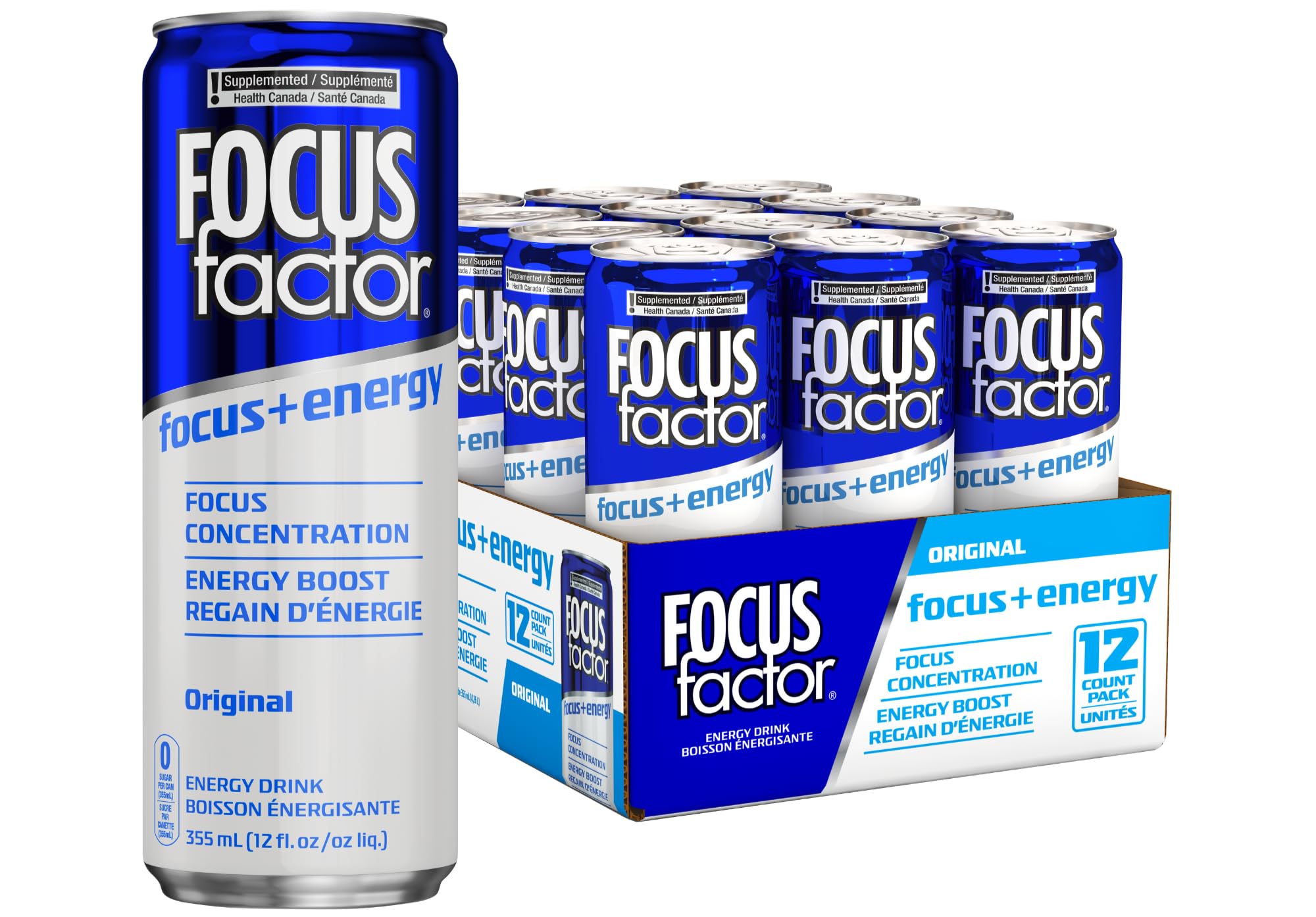 FOCUS FACTOR Energy Drink - 12 x 355ml Cans (Original Flavour)