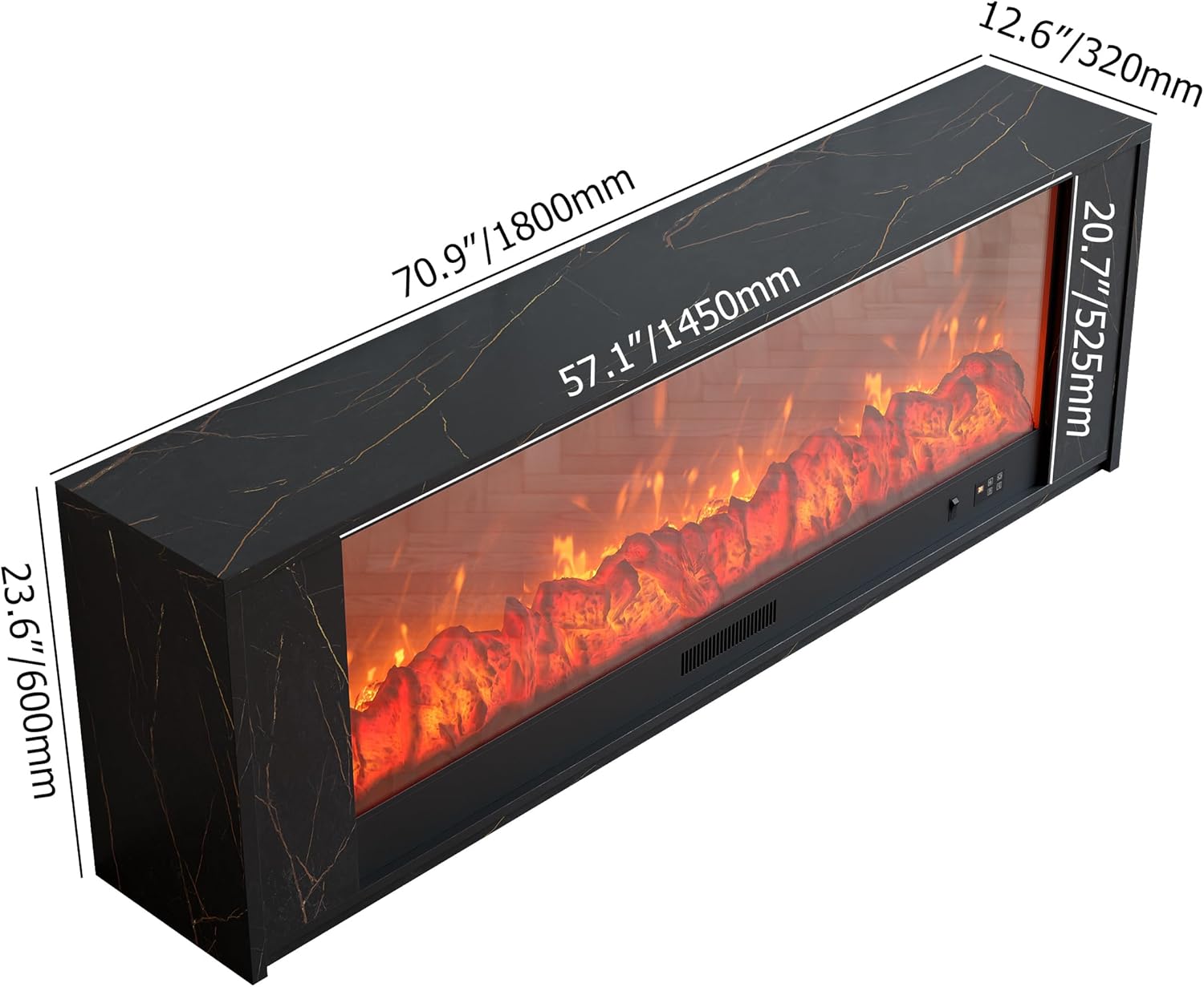 Dimensions of Homary 71 inch Electric Fireplace TV Stand