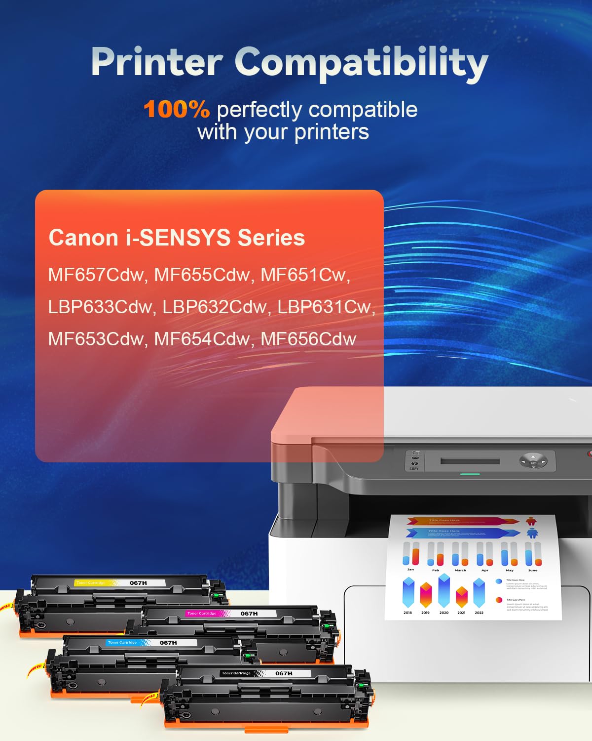 Halloya 067 067H Cartuccia Toner Compatibile Per Canon Toner 067 067H Per Canon I-SENSYS MF655CDW MF657CDW Toner LBP631CW LBP633CDW MF651CW (4-Pezzi, Con Chip - Foto 3