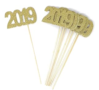 8 pack of Double Sided Gold Glitter 2019 Centerpiece Sticks in Various Colors for DIY Graduation and New Years Decor (Gold) - coolthings.us