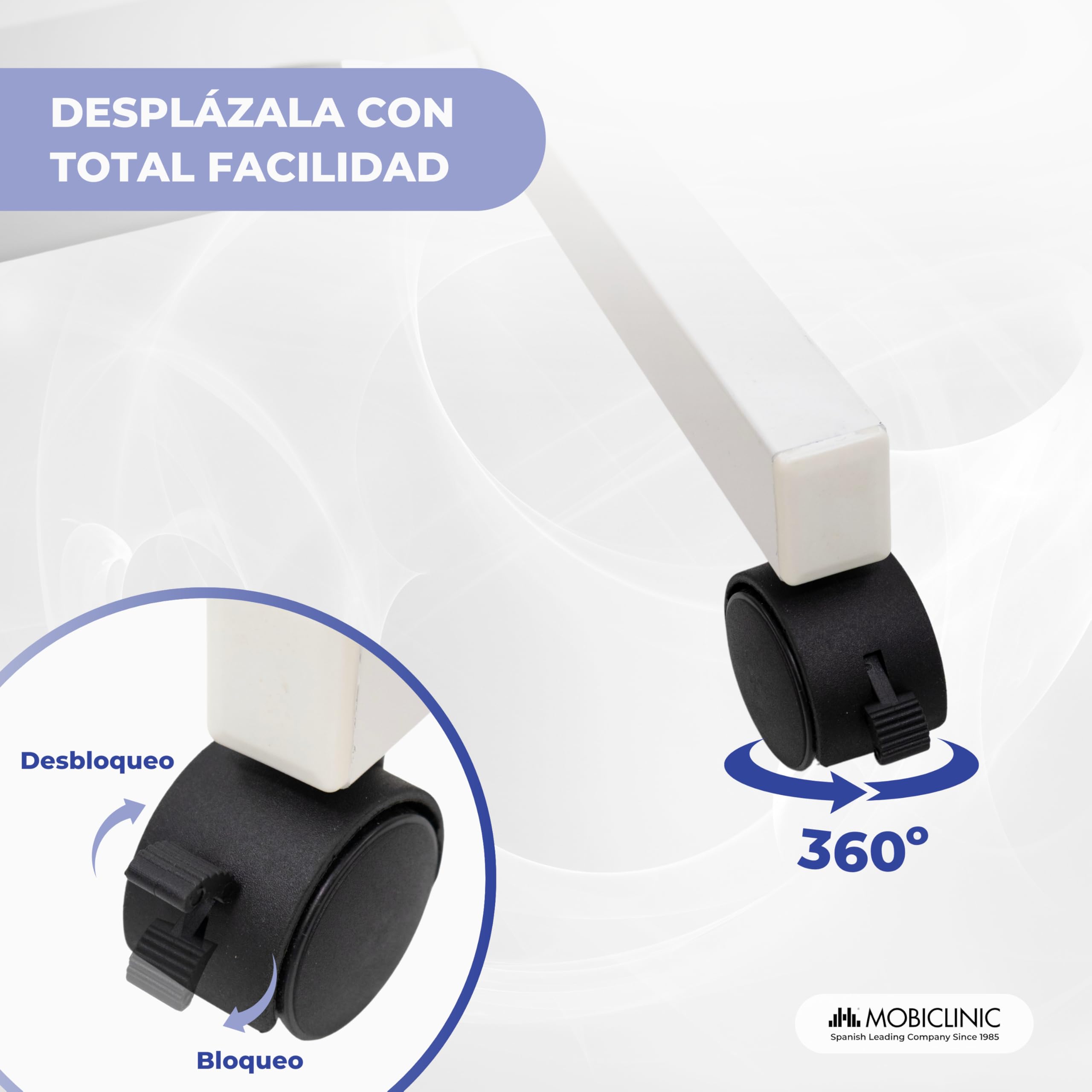 Mobiclinic®, Mesa Auxiliar, Plegable, Altura Regulable, Inclinable, para Ordenador, Sofá, Cama, Reborde Antideslizante, Ruedas 360º con Frenos, Forma en C, Cumbre