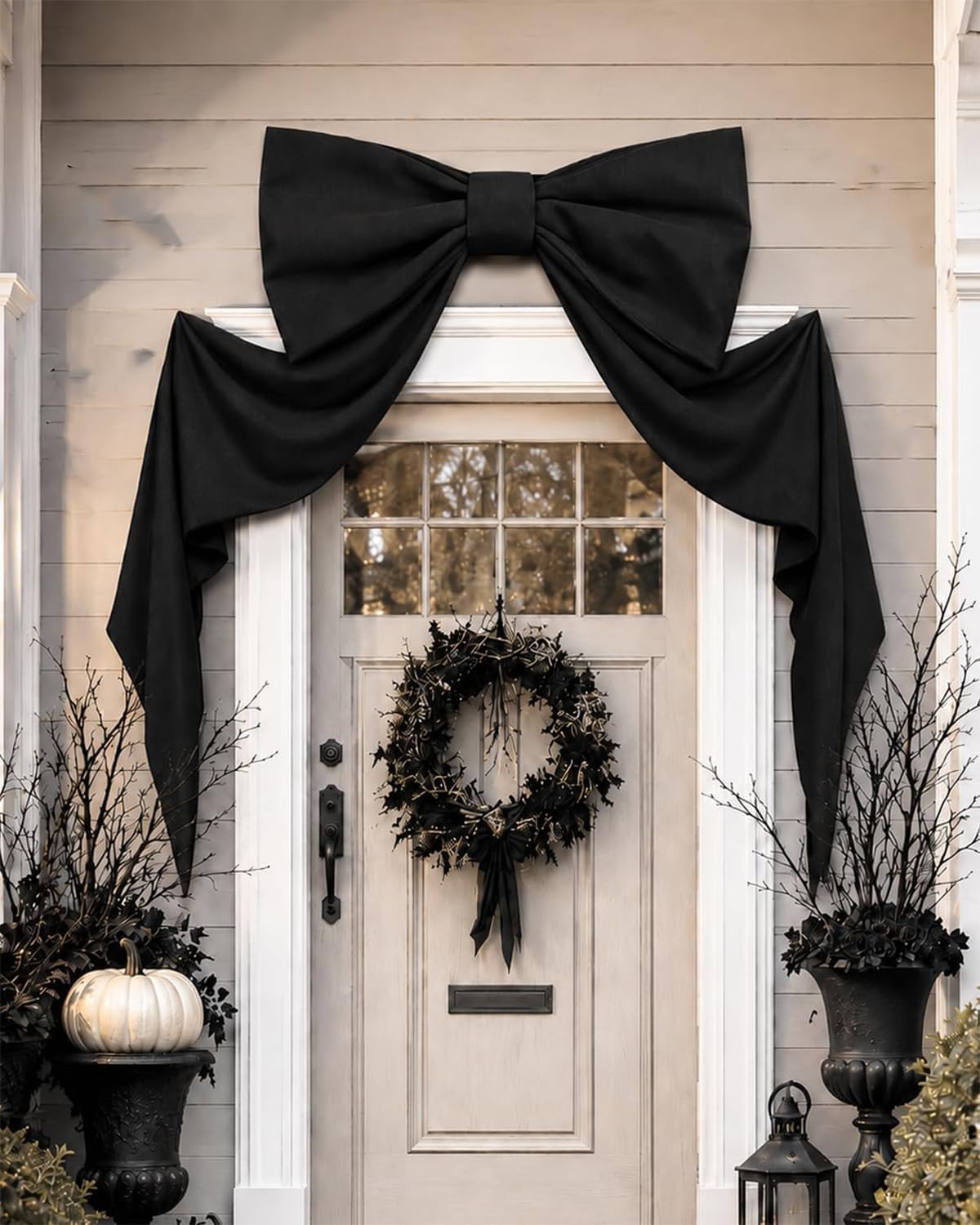 Halloween Decorations Decor Christmas Black Bows Balloons Garland Giant Wreath Fabric Big for Backdrop Kitchen Wall Birthday Fancy Party Arch Cover Ribbons for Front Door Room Tree Topper