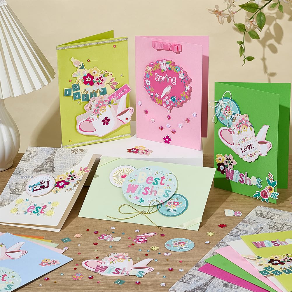 AHANDMAKER Kits de fabricación de tarjetas de papel, 15 tarjetas de felicitación en blanco y sobres, tarjetas de felicitación coloridas para cumpleaños, bodas, profesores, padres, Navidad, regalos