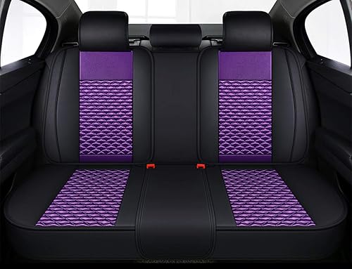 Miniatura 2 de Bling Girly - Juego completo de fundas de asiento de automóvil para mujer, de cuero y seda, cojines de asiento delantero y trasero, ajuste universal
