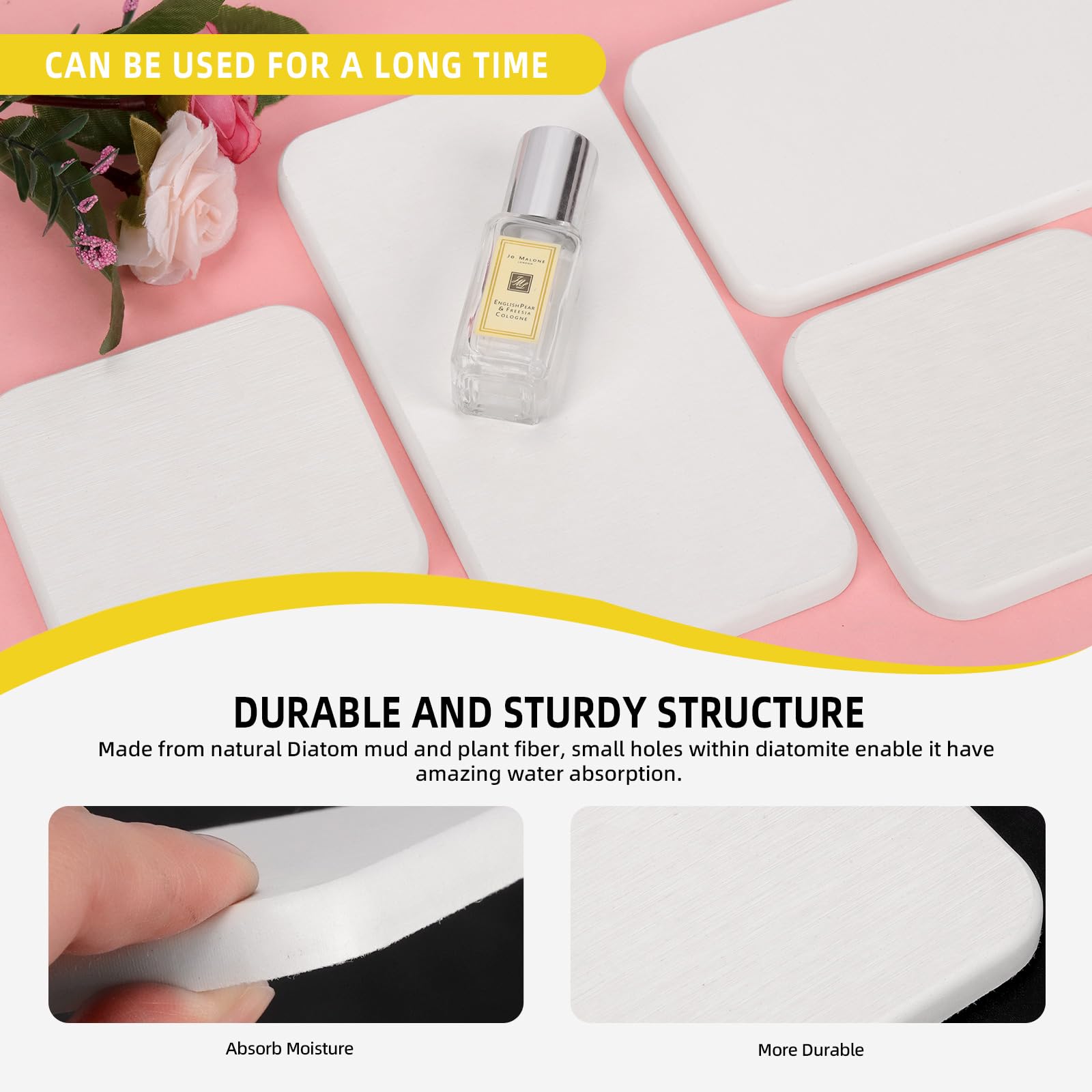Mardatt 4-in-1 Diatomite Soap Dish Set, Water Absorbent Diatomite Tray, Diatomaceous Earth Coasters Soap Holder - Image 3