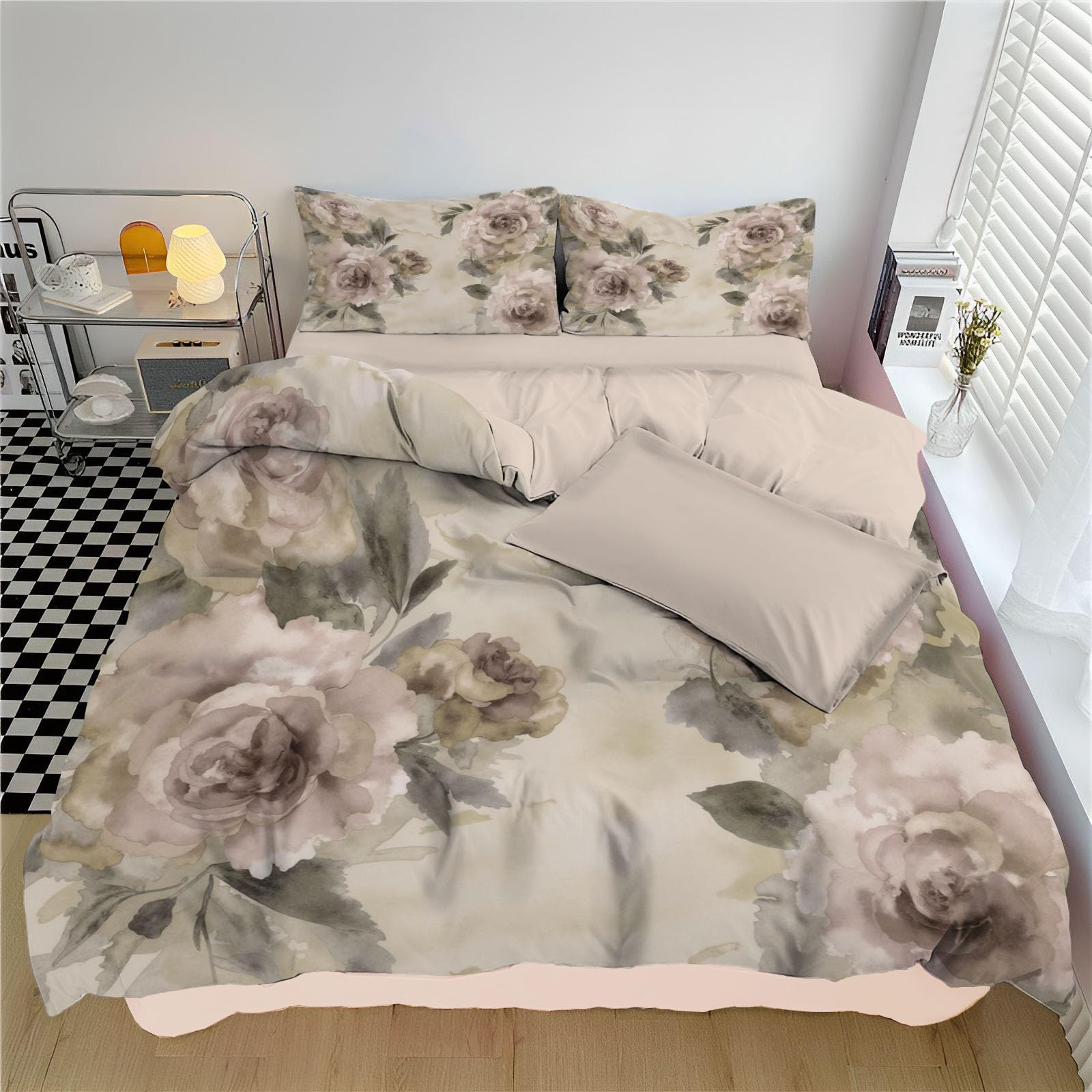 Housse de couette 140x200cm fleurs roses pour une chambre cocooning