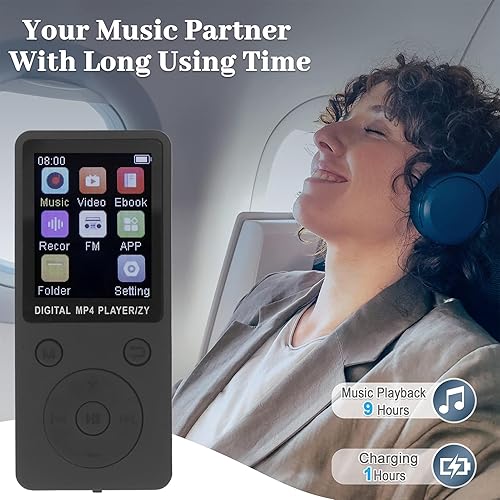 Miniatura 6 de Reproductor de MP3, reproductor de MP3 para niños con BT5.0, calidad de audio sin pérdida de alta fidelidad, reproductor de música de 1.8 pulgadas