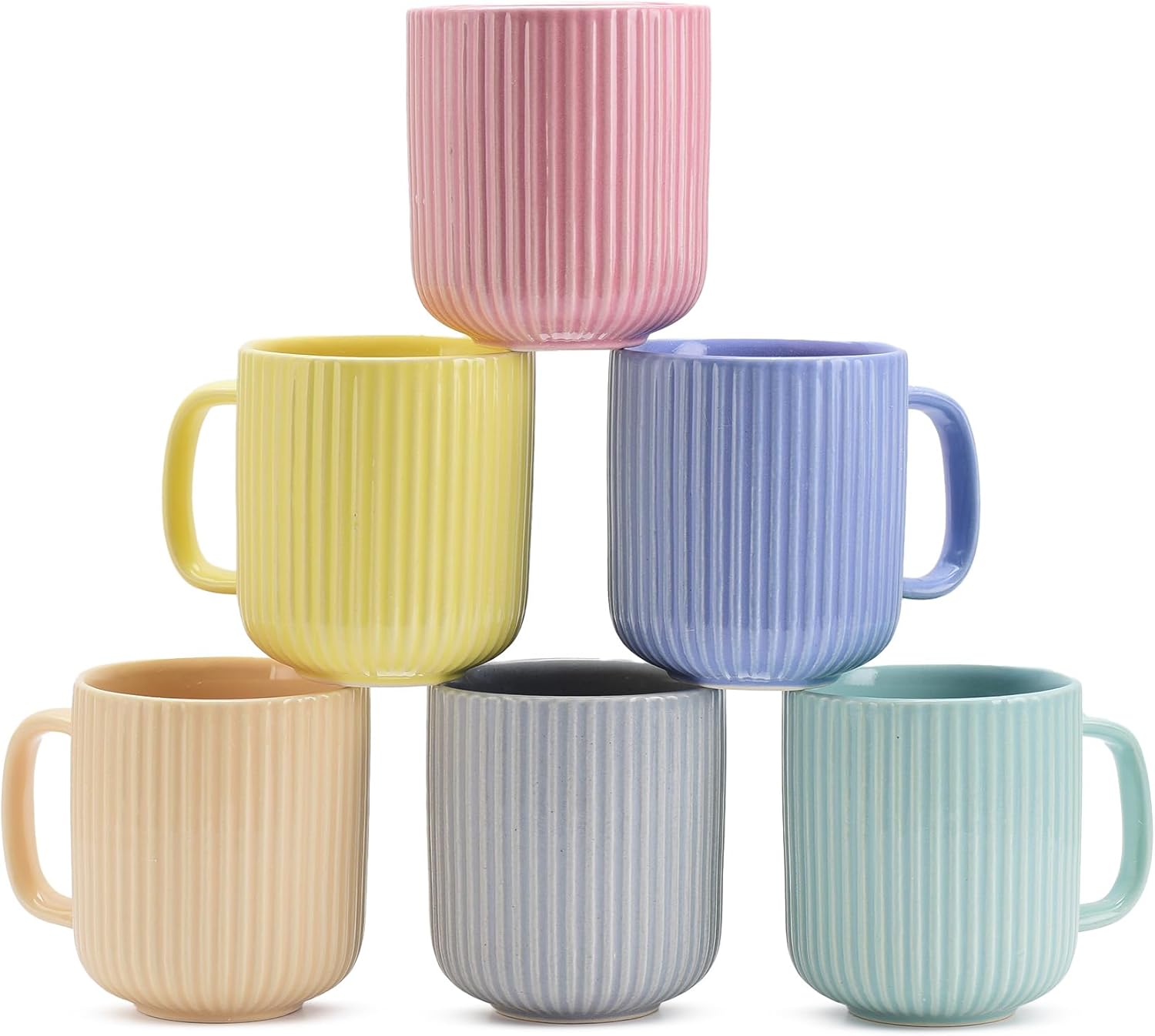 Servo Best Handmade Cermaic Coffee Mug set of 6, Capacity of Ceramic Cup 11 Oz, Coffee Lover, Ideal Gift for Thanksgiving, Home décor, Microwavable & Dishwasher Safe - Pack of 6 Multicolor