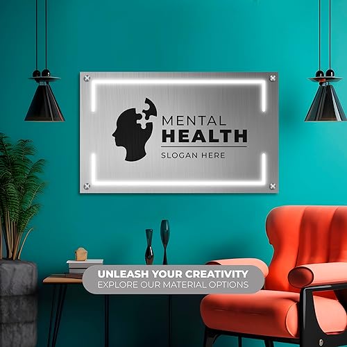 Miniatura 3 de EGD Letrero de aluminio flotante personalizado ACM para tienda o recepción Oficina I Tornillos de separación incluidos para soporte de canto, luces