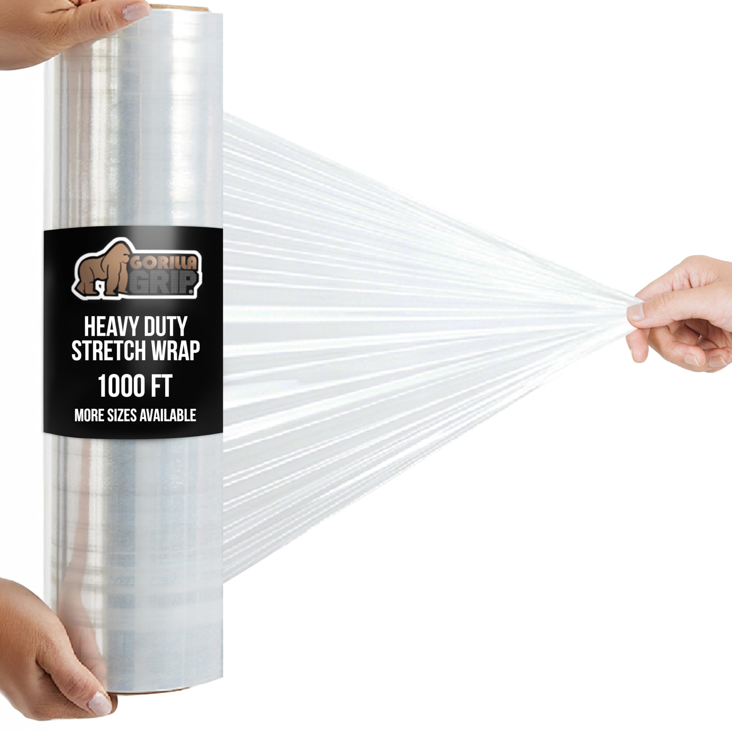 GORILLA GRIP Stretch Film Shrink Wrap for Moving, 1000'x24" Roll