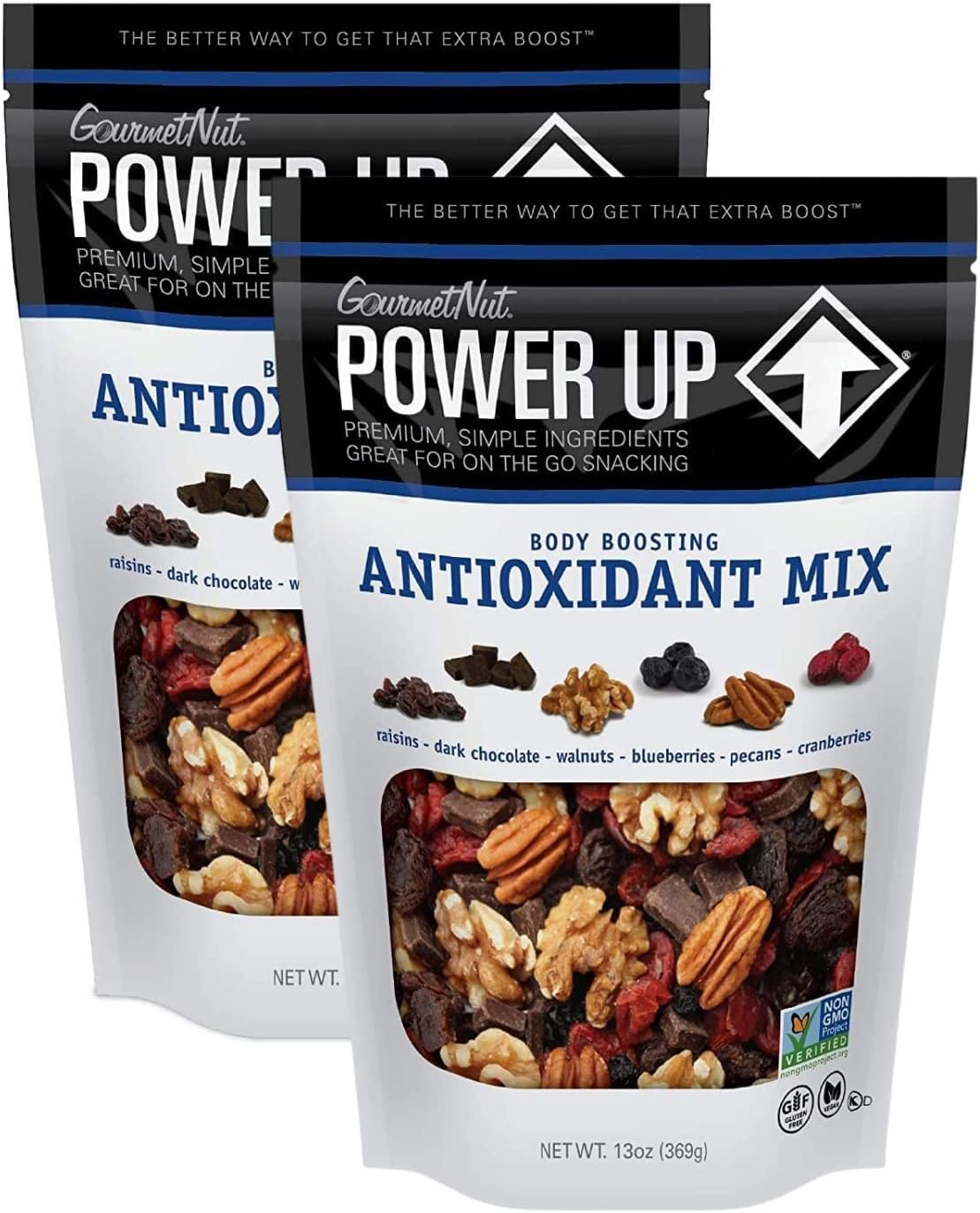 Power Up Trail Mix - Antioxidant Mix, 100% All Natural Trail Mix (Pack of 2)