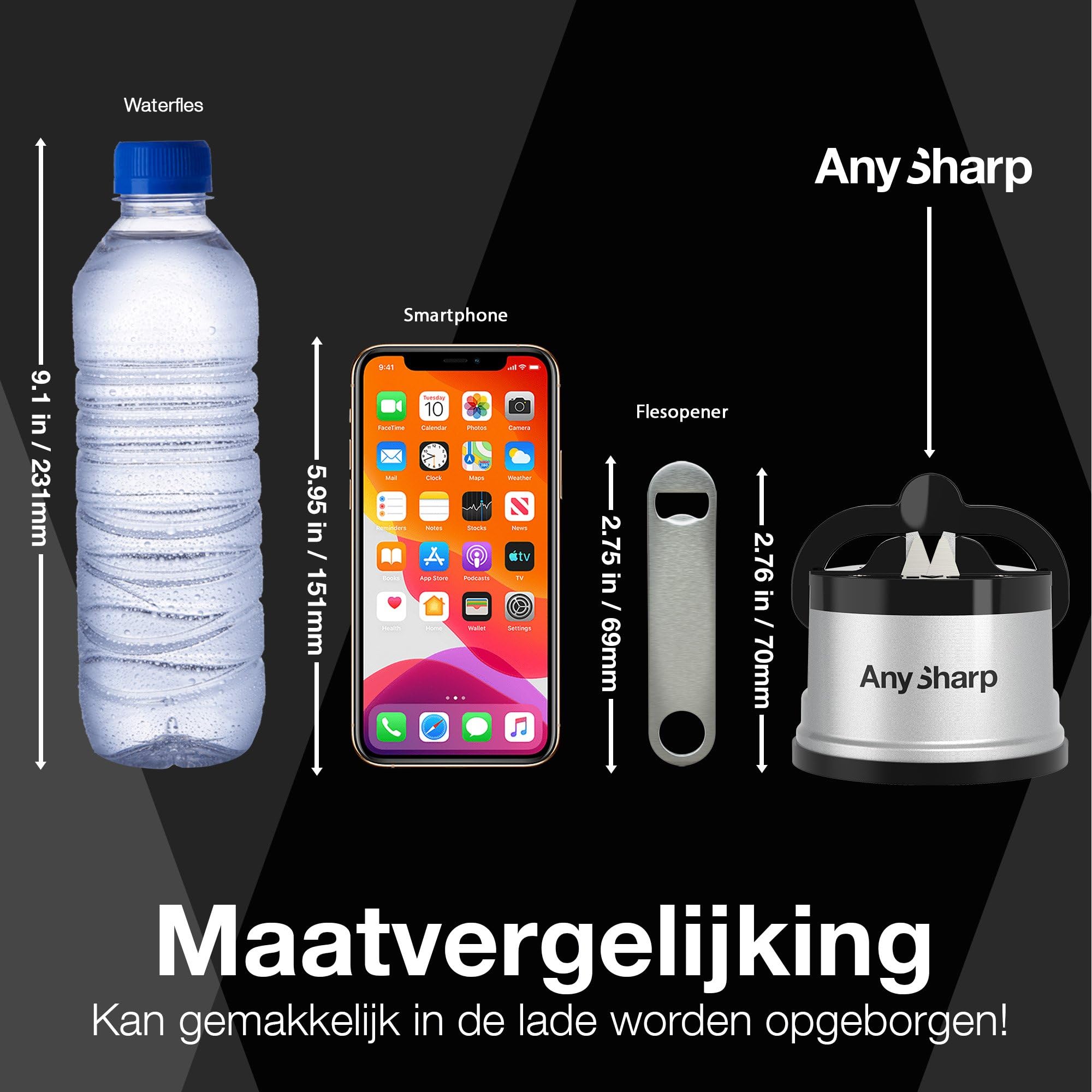 AnySharp - Vervangende Messenslijper Gereedschapset, 2-Pack Wolfraamcarbide Slijponderdelen, Eenvoudige Montage, Universele Pasvorm, Geborsteld Staal, Metaal, Eén Maat