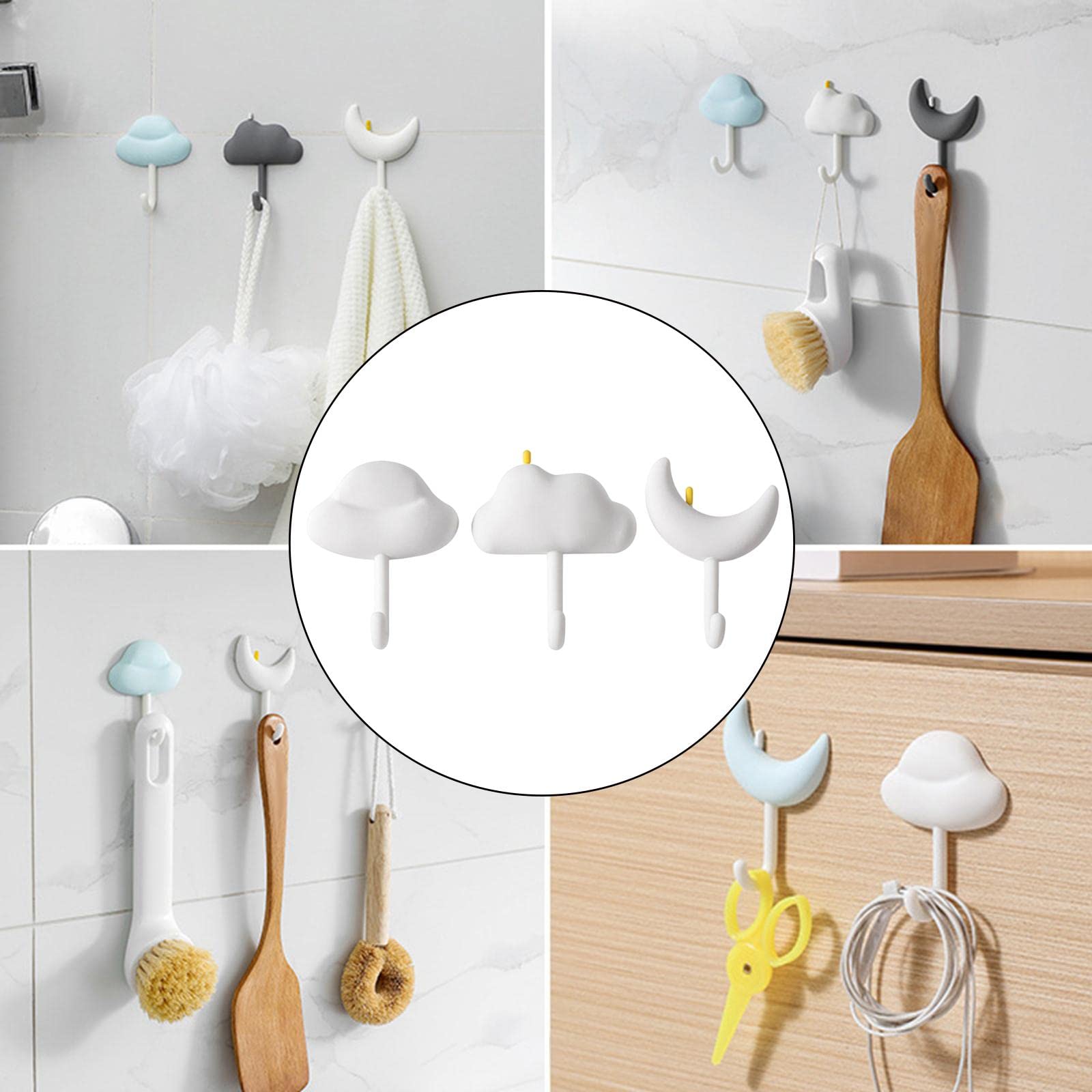 MRKU Appendiabiti con 3 Ganci da Parete/da Montare a Parete, Impermeabile, Adesivo/per Cappelli, Asciugamani, Doccia, Soggiorno