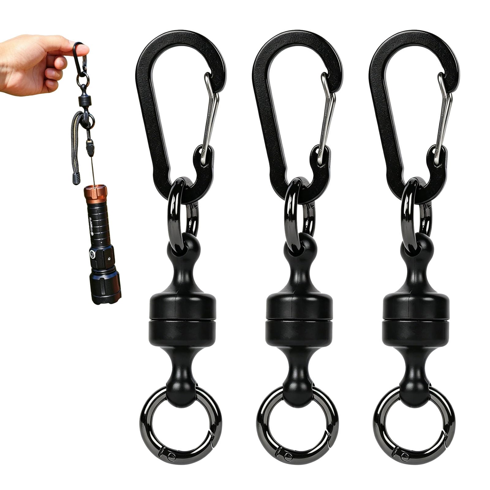 3 Piezas Clip Magnético para Pesca con Mosca, Llavero Magnético de Liberación Rápida, Hebilla Magnética Resistente para Camping, Senderismo, Bolsa, Cinturón y Equipos de Pesca