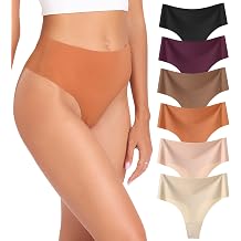 Wealurre Womens Underwear High Waisted Seamless Thongs for Women Breathable No Show Panties for Ladies 6 Pack