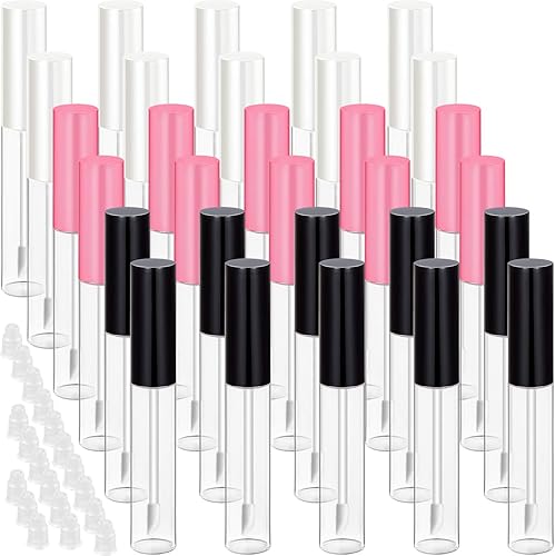 30 tubos de brillo de labios de 0.3 fl oz (0.3 fl oz), botella vacía de bálsamo labial recargable, contenedor de plástico transparente para brillo