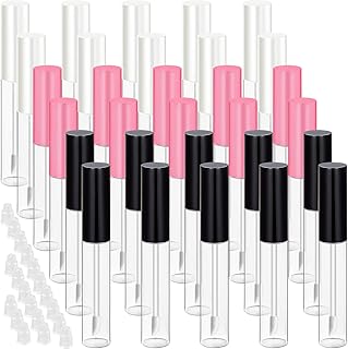 30 Piece Lip Gloss Tube 10 ml Empty Refillable Lip Balm Bottle Clear Plastic Lip Gloss Container Reusable Lipstick Bottle with Rubber Insert for Lipstick (Pink, Black, White)
