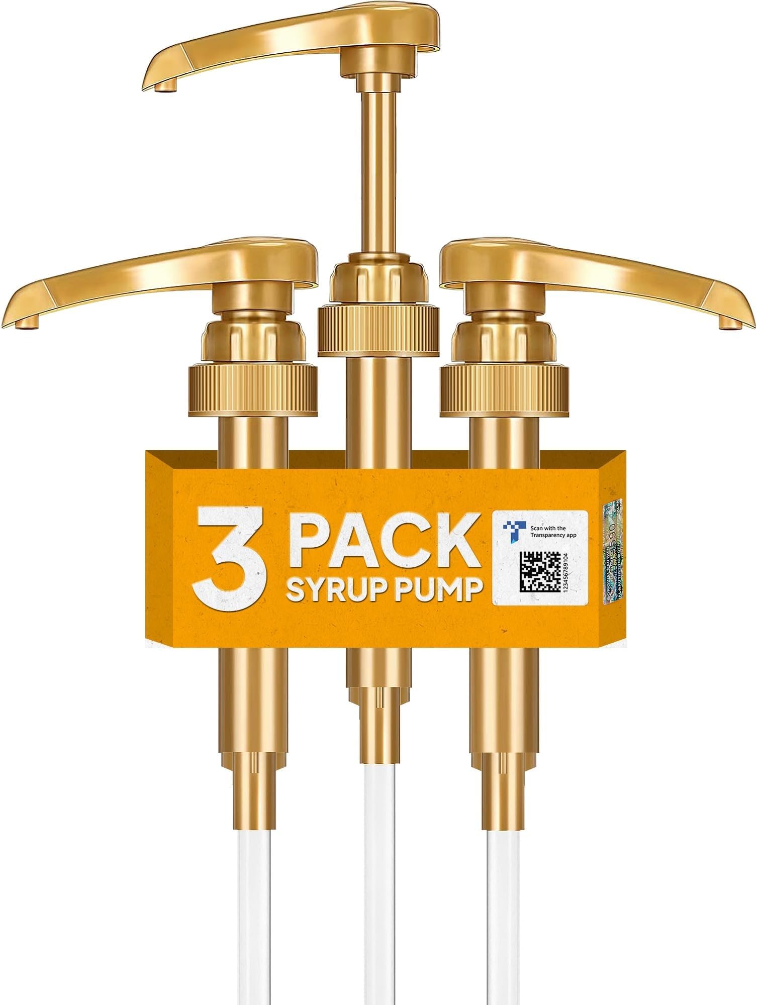 3-Pack Gold Coffee Syrup Pump Fits 750ml Bottle