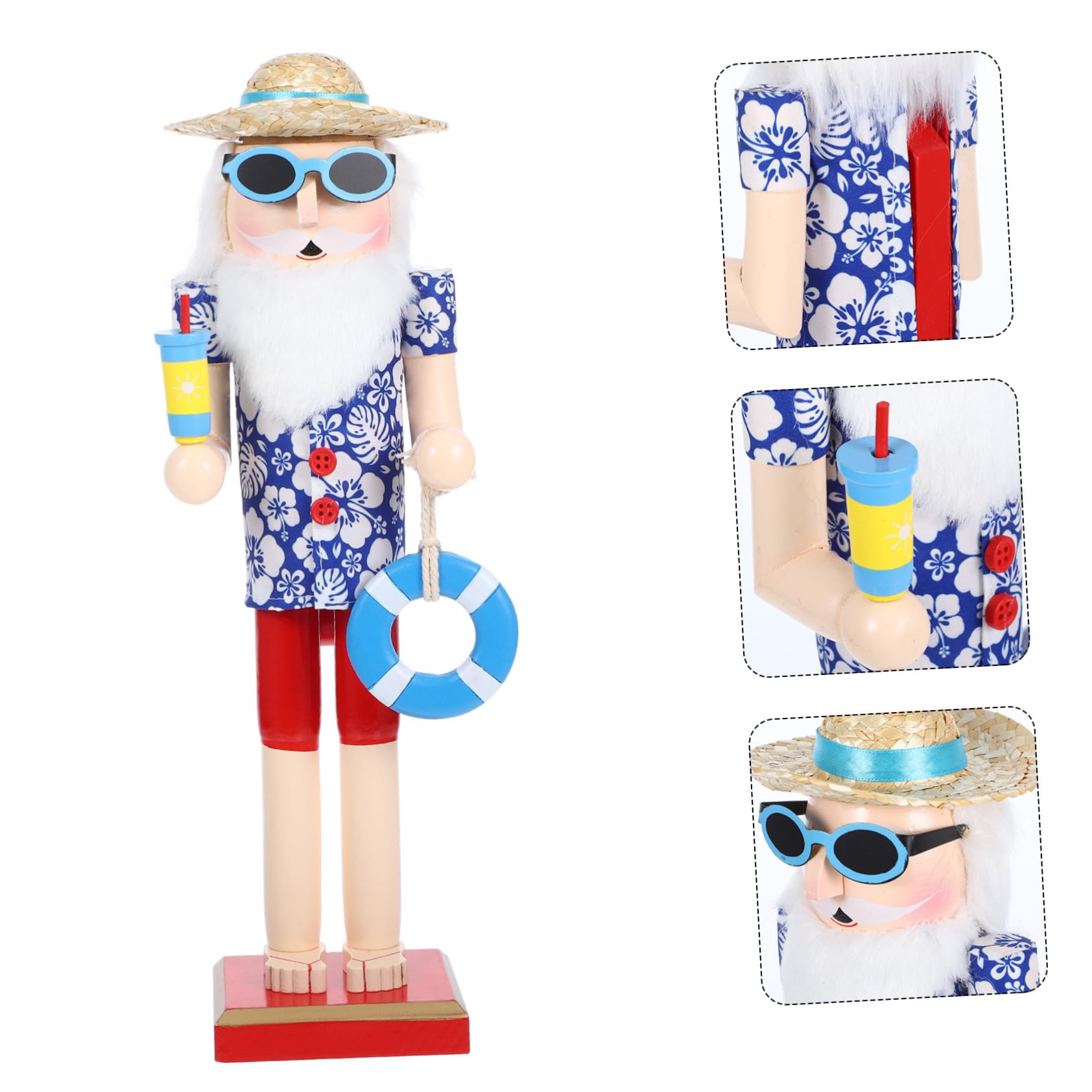 Zerodeko Schiaccianoci in Legno Stile Hawaiano Statua di Schiaccianoci Decorazione Natalizia Ornamento da Tavolo per Feste di Natale