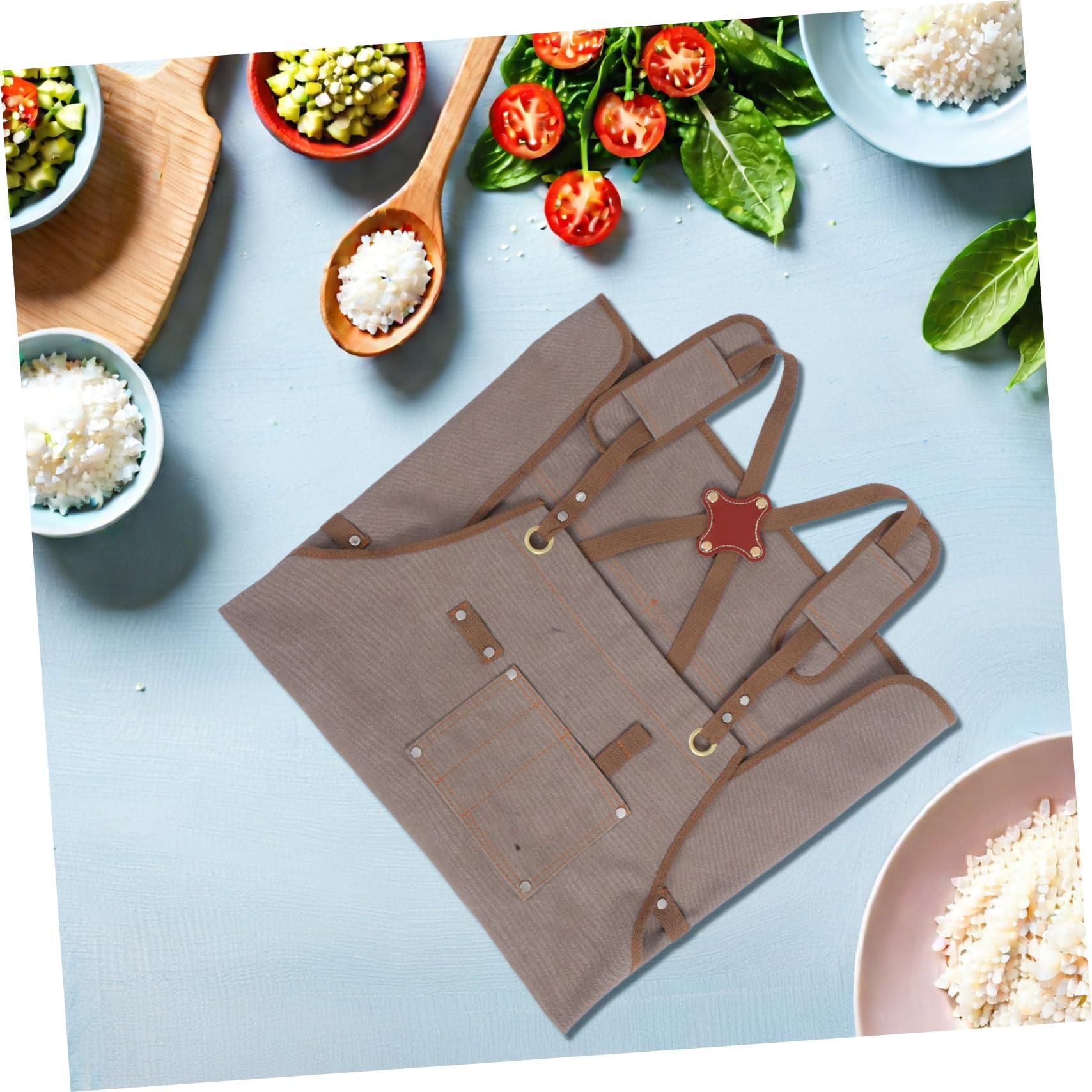 OUNONA Grembiule da Lavoro in Tela con Spalline Incrociate Regolabili per Uomo e Donna, con Tasche Multiple e Design Resistente per Giardinaggio e Falegnameria