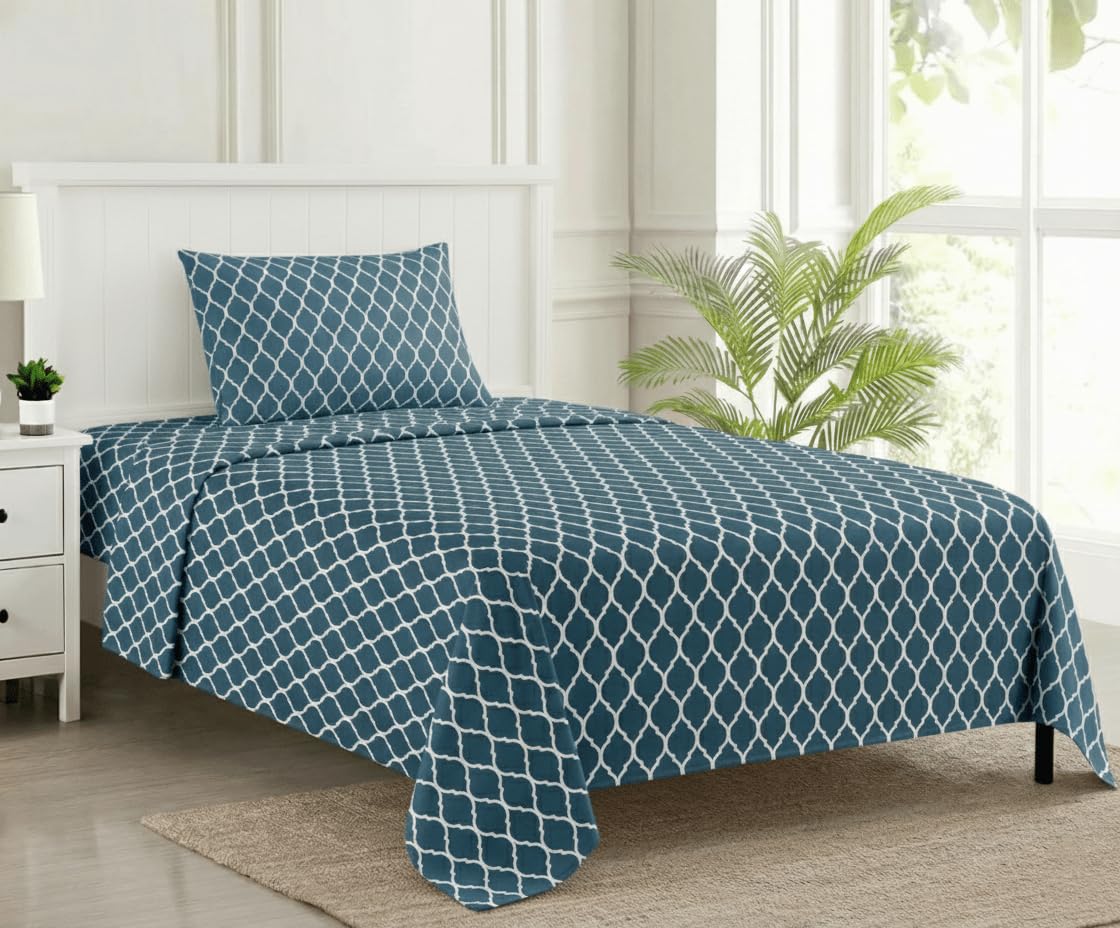 Trance Home Forest Green Cotton Queen Bedsheet Set -26