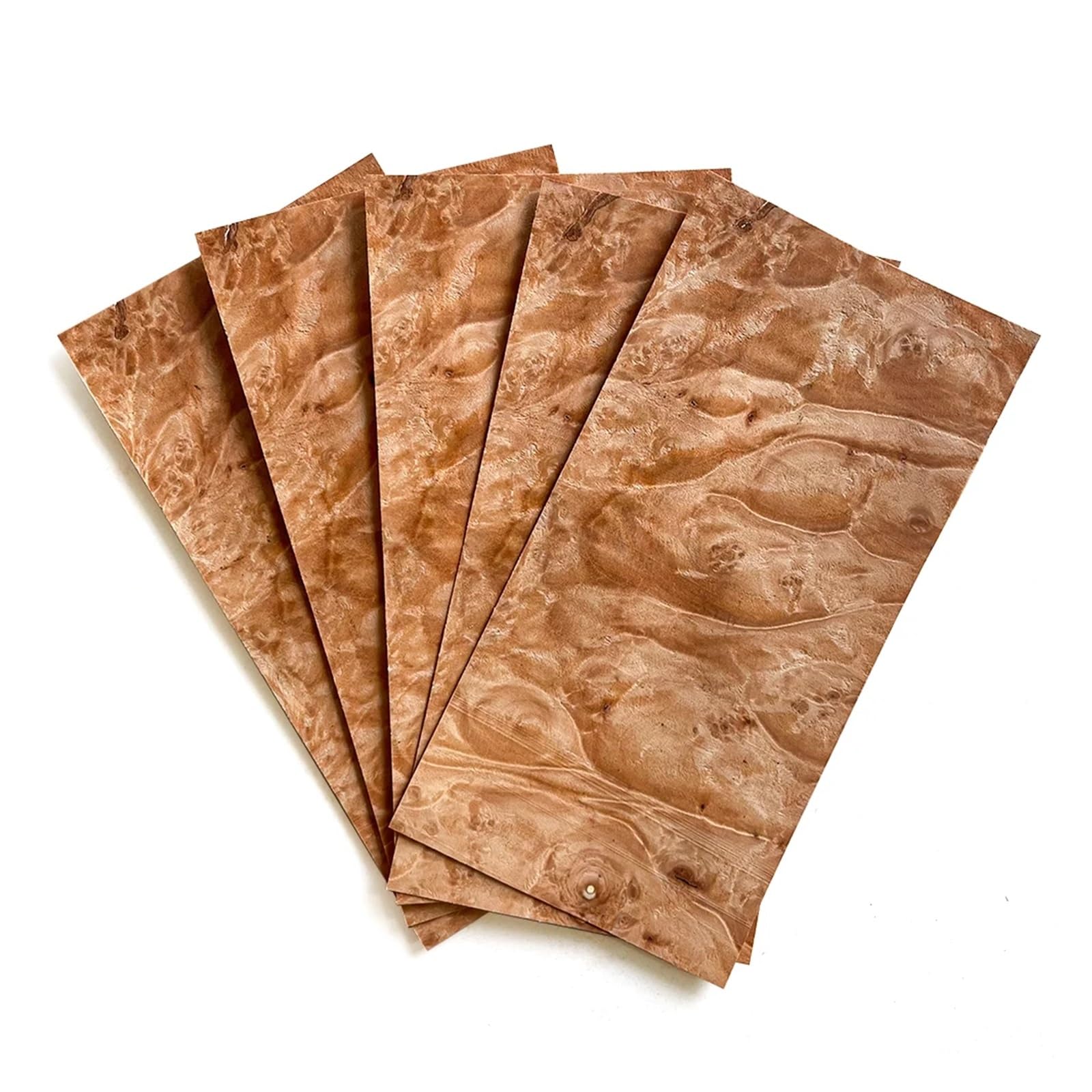5 pezzi di impiallacciatura in legno naturale for chitarra, paletta, impiallacciatura, bordo di protezione, sottile tavola di legno, decorazione fai da te, pannello fatto a mano(Burl-9x19cm
