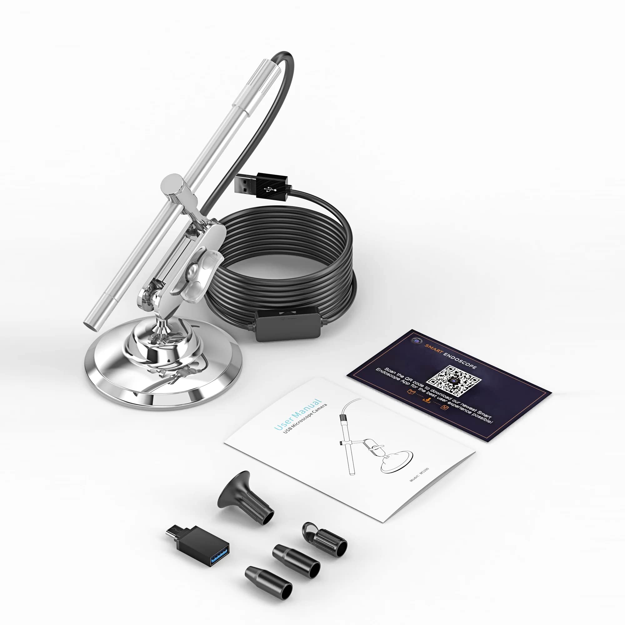 Borescopes/endoscopes Teslong MS100 PORTABLE USB MICROSCOPE,2 IN 1 INTERFACE RECORD VIDEOS & TAKE PHOTOS 8 LED LIGHTS 10X - 200X（TSMS100）