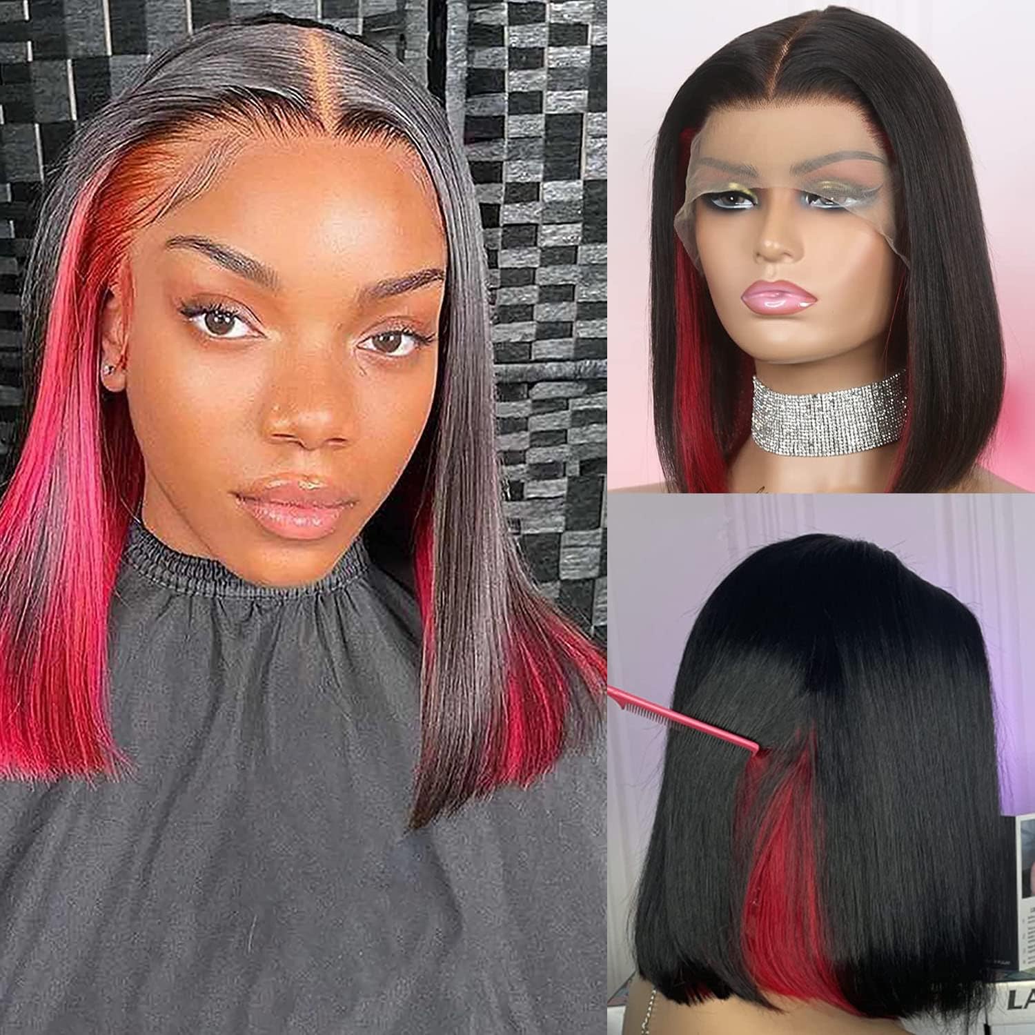 Labhairs 12 Inch Blunt Cut Style Short Bob Wig 13x4 Transparent Lace Front Wigs Human Hair Natural Black Straight Bob Wig 150% Density Pre Plucked for Black Women