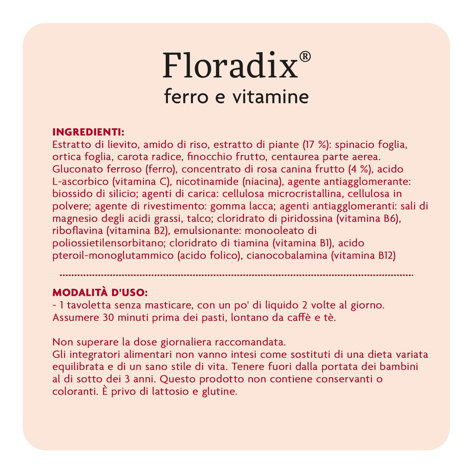 Salus Floradix - Integratore alimentare con Ferro e Vitamine per contribuire a ridurre la stanchezza e la fatica - 84 tavolette x 42 giorni