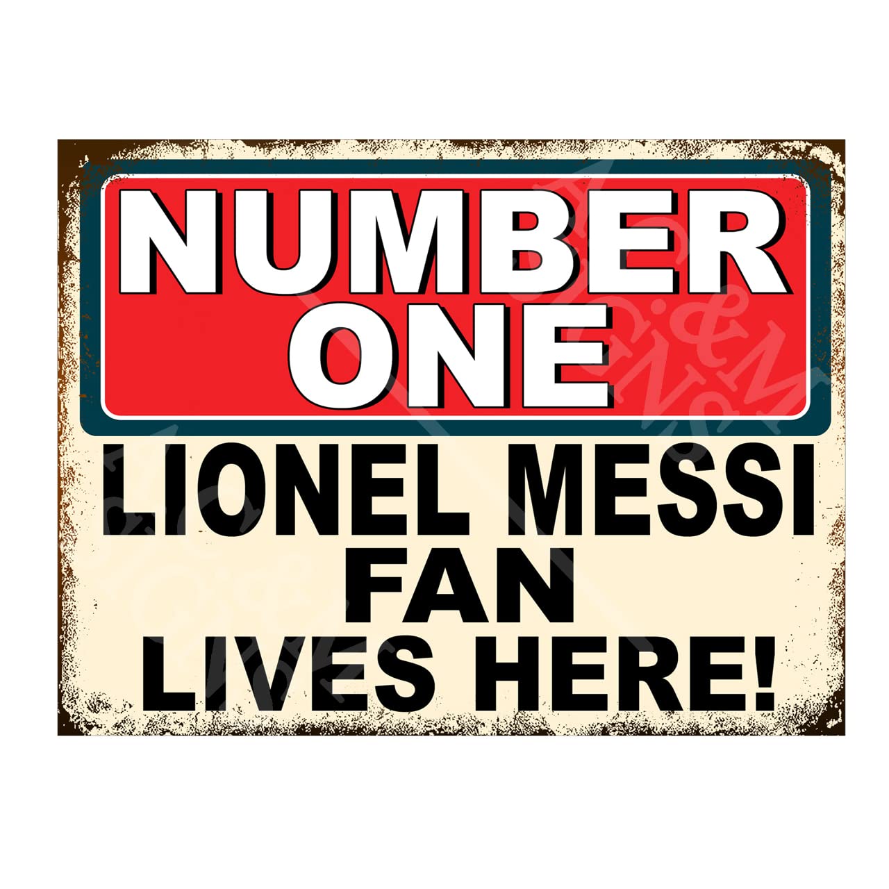 Metal Sign Plaque Poster Lionel Messi Fan Lives Here Ref5620 8x6in