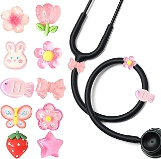 10 Pcs Stethoscope Charms, Stethoscope Accessories for Nurse Stethoscope Unique Id Tag, Compatible for 3M Littmann MDF, Gifts for Nurses, Doctors PEDS Vet Medical Workers (Floral)