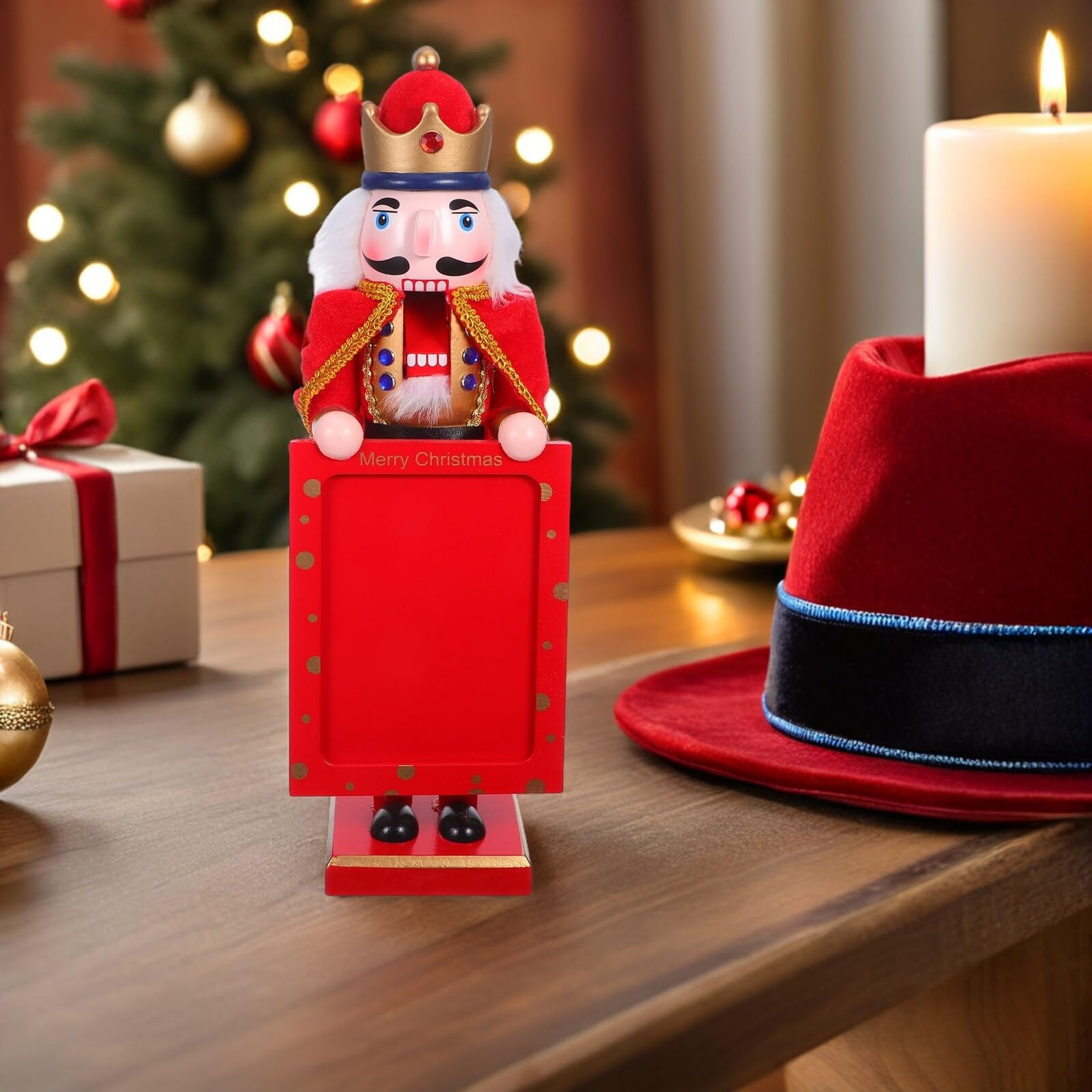 DECHOUS Nussknacker-Figur Traditionell Höhe Holzsoldat für Weihnachtsdekoration Zuhause Bilderrahmen als Geschenk