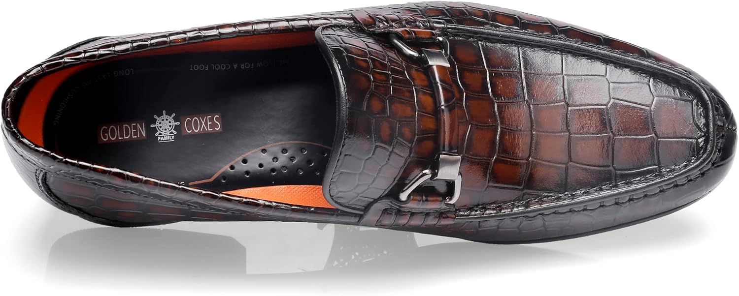 Formal Dress Shoes for Mens, Premium Crocodile Printed Mens Leather Slip on Dress Shoes, Party Wedding Shoes Bit Loafer - Image 5
