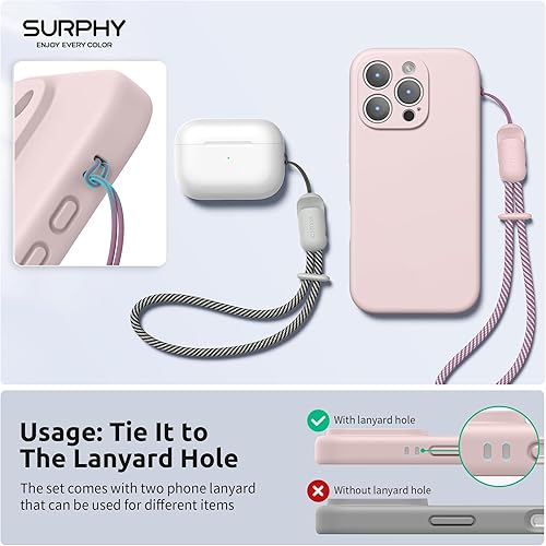 Miniatura 2 de SURPHY 2 Pack Phone Lanyard for Cellphone Case, Phone Wrist Strap for Case, Cellphone Strap with 2-Color Braided, Charm Wrist Lanyard for Women and