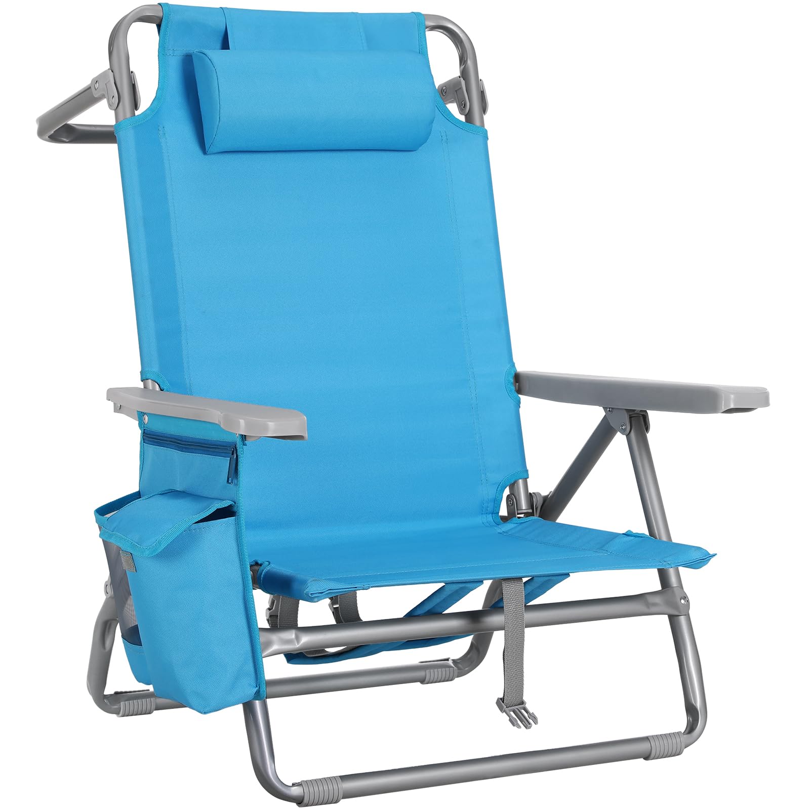 LIFERUN Silla de Playa Plegable, Silla Plegable Ligera y Portátil como Mochila, Silla de Camping, Reclinable, Capacidad de Carga de hasta 150 kg, Silla Plegable de Exterior