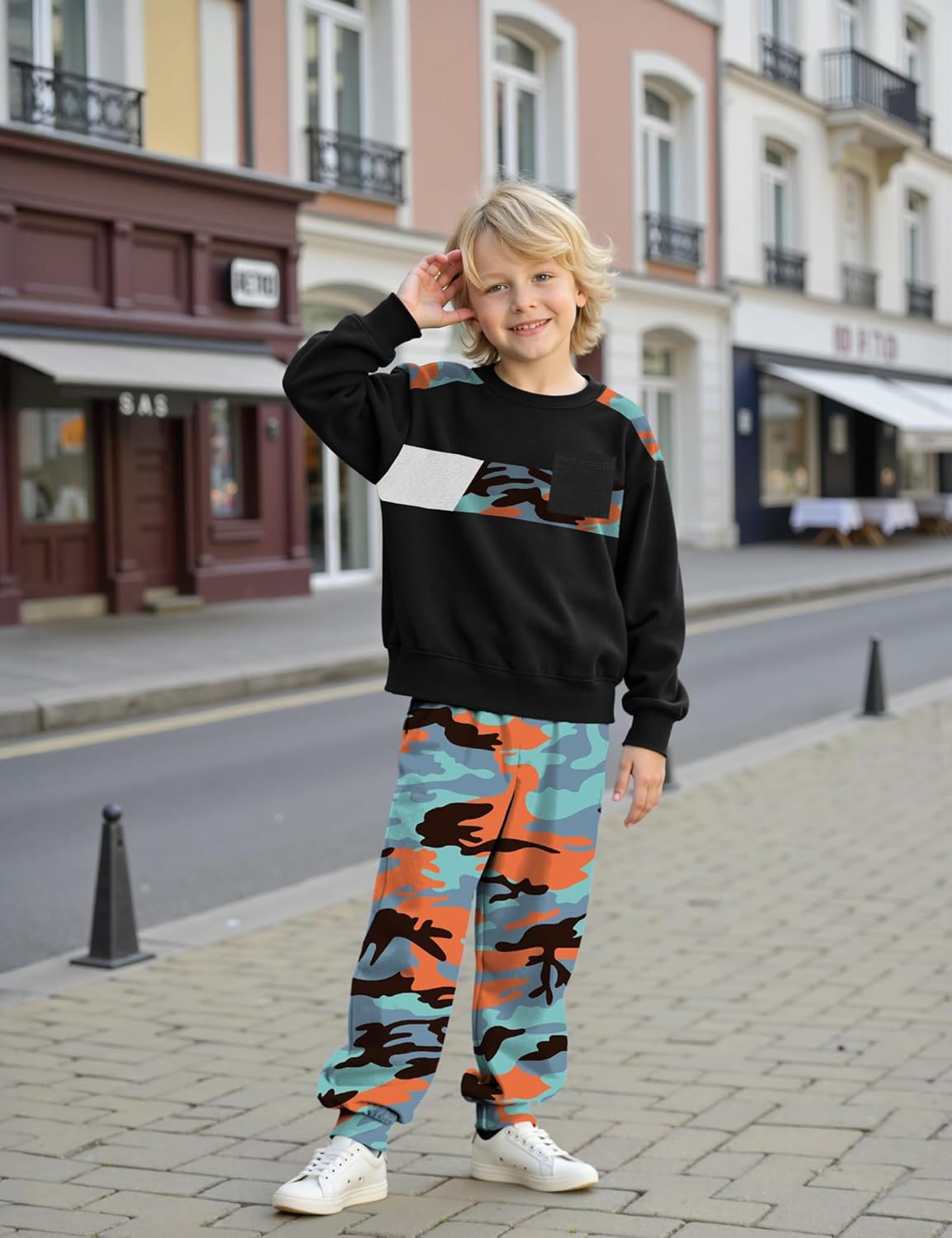 Boys Clothes Long Sleeve T-shirt and Camouflage Pants 2PC Fall Winter Outfits Kids Clothes Boys for 6-16 Years - Image 3