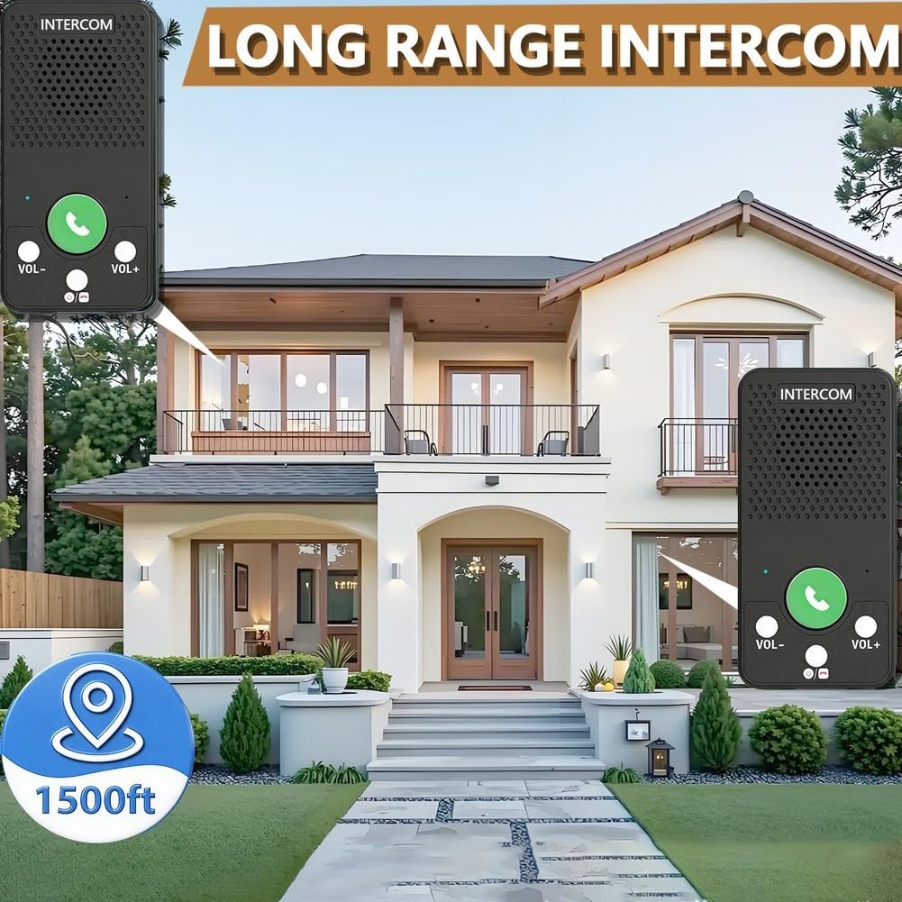 Sistema de intercomunicación inalámbrico para el hogar y la oficina, comunicación bidireccional de largo alcance de hasta 1000 pies, localizadores fáciles de presionar para hablar con 8