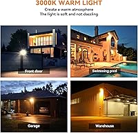 Vista 8 de LANGY Luces solares de 3000 K de color blanco cálido para exteriores, luces de estacionamiento comercial, luces amarillas, 180 LED chips de luz