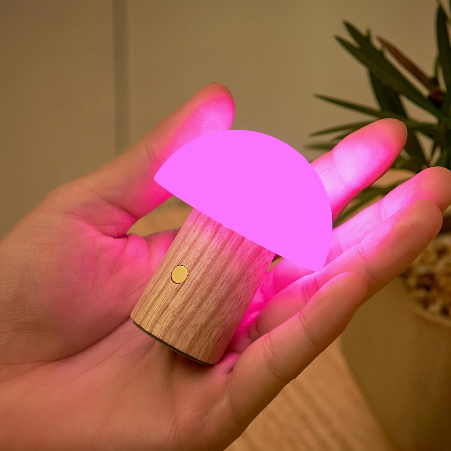 Gingko 7 Colour Changing RGB Alice Mushroom Lamp, Mood Light and Night Lights, Long Life Battery, USB-C Charging, 3 Light Modes, FSC Certified Wood with Frosted ABS Shade (White Ash, Super Mini)