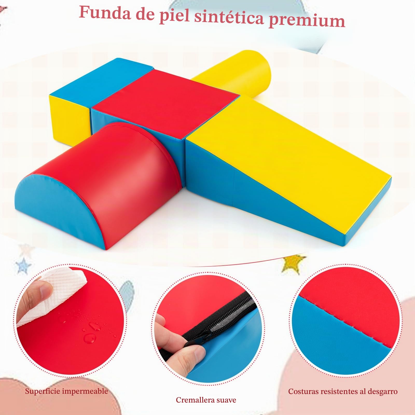 LIFEZEAL Juego de 5 Bloques de Construcción de Espuma para Niños, Módulos de Motricidad Módulos de Espuma con Tobogán, Juguetes Educativos, Hechos de PU y EPE, para el Hogar, Guardería (Estilo 8)