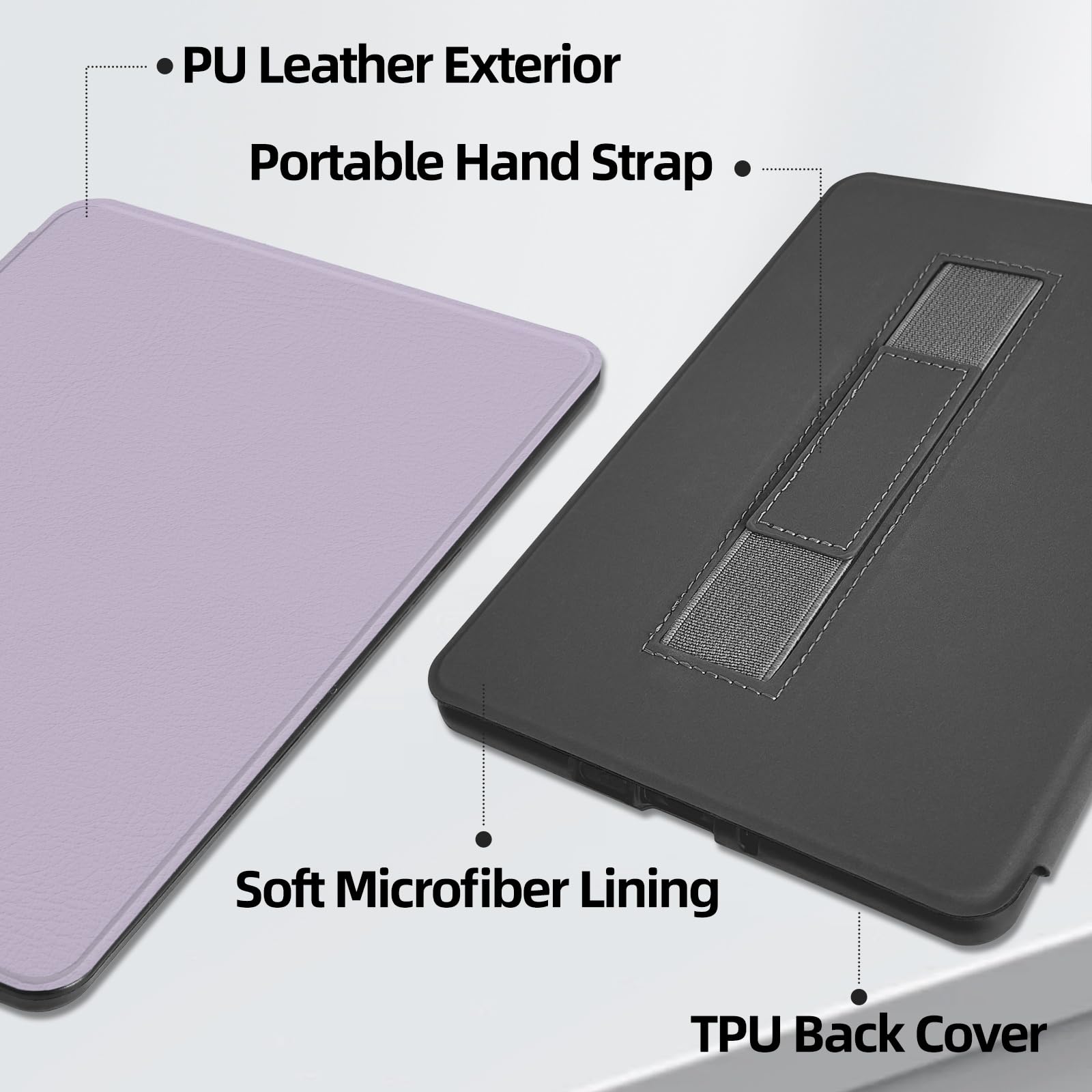 MOROCK Schutzhülle für Kindle Paperwhite 10. Generation 2018 (Modell Nr. PQ94WIF), schlankes Design, leichtes PU-Leder mit Handschlaufe, automatische Wake-/Sleep-Hülle für Amazon E-Reader, Hellviolett
