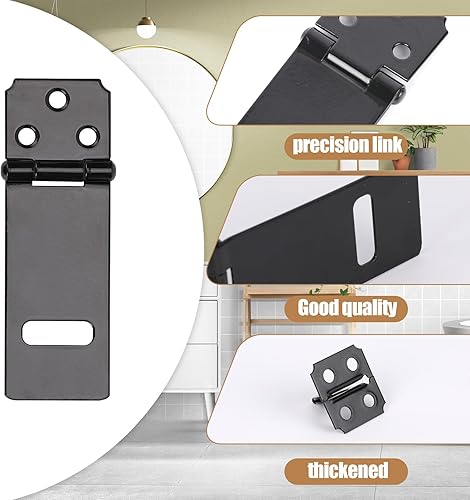 Miniatura 3 de Pestillo de cerrojo de 4 pulgadas, paquete de 4 cierres de cerrojo negro, cerrojo para gabinete, cierre de puerta, cierre de seguridad para valla de