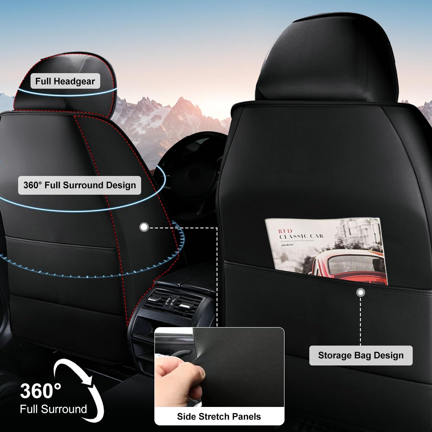 Seat Covers for Car 2 Front Seat Fit for Nissan Pathfinder 2011-2024 2025 2026 Leather Seat Covers Breathable Waterproof Seat Protectors Automotive Seat Cushion with Airbag Compatible (2 Seats, Grey)